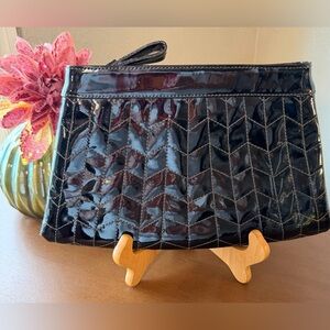 GoldenBleu Black Patent Leather Clutch